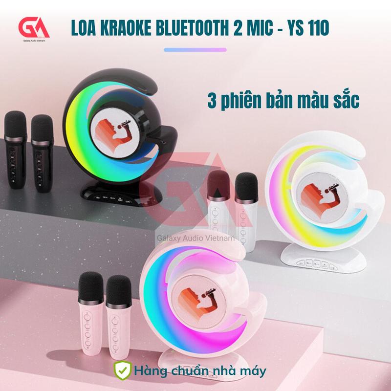 mini Karaoke YS 110 Combo 2 Mic + Led RGB 6 Mode - Bluetooth 5.0 Nghe Nhạc Hay - Mic Hát Lọc Âm Cực Tốt, cho pc máy tính, làm vi tính Củ Kem loa loapc