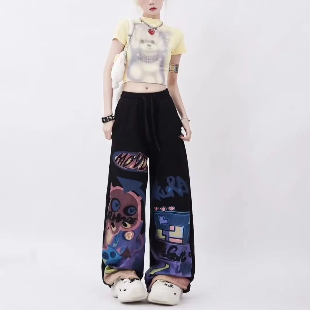 Quần Thường Ngày Phong Cách Đường Phố Hip-Hop, Cổ Điển Và Sang Trọng, In Hình Graffiti, Dáng Rộng Vừa Vặn, Quần Ống Rộng