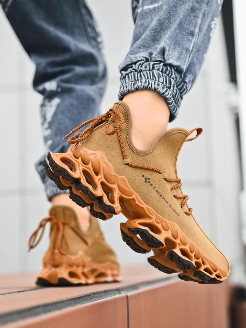 Product Introduction of Men's Letter Print Lace Up Walking Shoes, Casual Sporty Waterproof Sandproof Sneakers, Breathable Comfortable Sports Shoes for Daily Wear 3