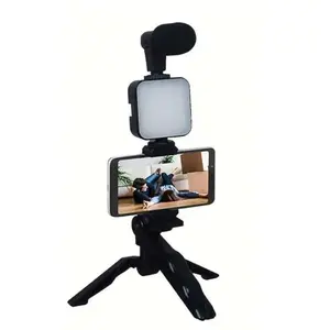 Vlogging KIT Paket Vlog 5in1 AY49 LED Light Tripod Phone Holder Microphone Remote Shutter