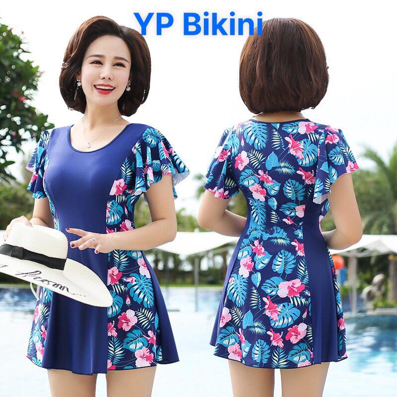 Đồ bơi áo tắm đi biển đi bơi big size 2 mảnh quần đùi trong váy kèm   ( HÌNH Thật)