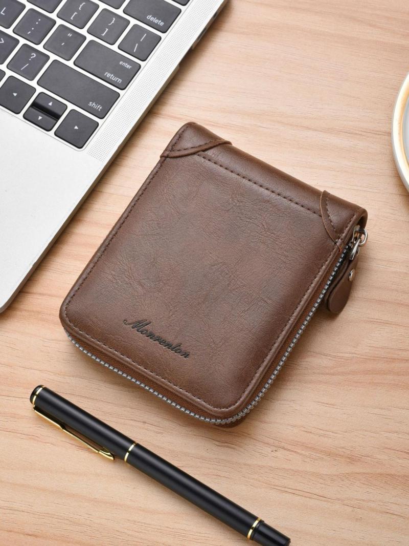 Product Introduction of Men's Vintage Zipper Short Wallet, Multi-functional Large Capacity Card Holder, Casual Trendy Versatile High-quality Daily Wallet for Men 6