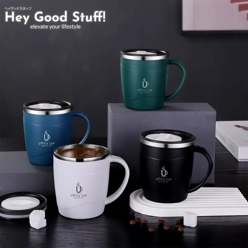 MUG GELAS KOPI ATAU TEH AESTHETIC STAINLESS STEEL 304 ANTI TUMPAH 500ML minuman plastik 1