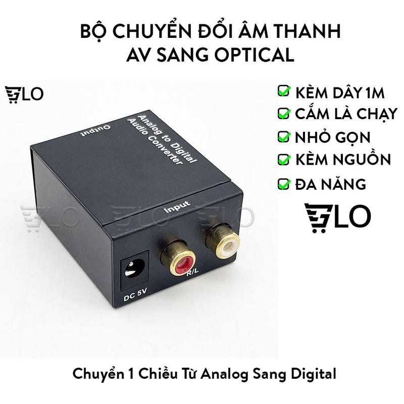 Bộ Chuyển Đổi Âm Thanh Tín Hiệu AV Sang Optical OEM, Analog To Digital, Bộ AV Ra Quang, Tặng Dây Quang 1m