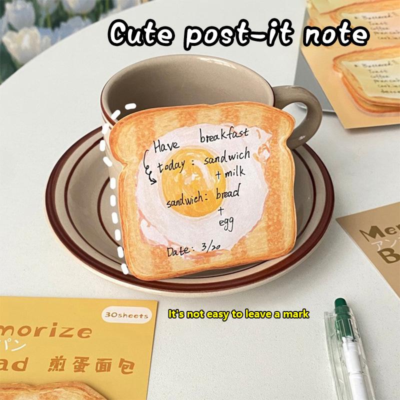 30Sheets Creative Fashion Toast Shape Convenience Sticker Message Paper Adhesive Self Sticky Sticky Notepad School Supplies 3