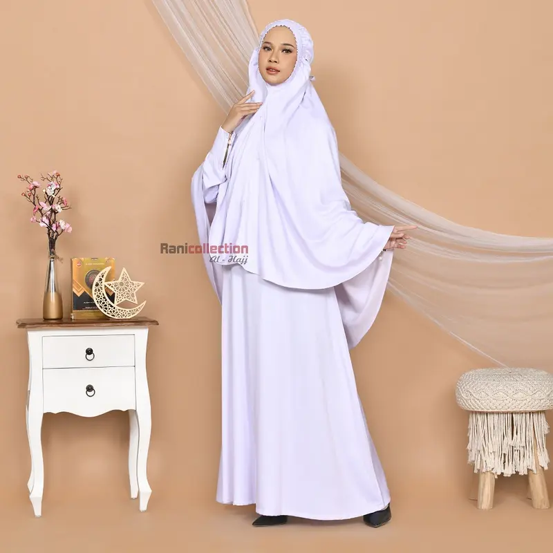 Pakaian Ihram Wanita Umroh baju umroh baju haji wanita set gamis Umroh Set PUTIH kantong muslim panjang  rayon  setelan  twill  jilbab  lembut Dress  Katun Lebaran Celana Ibu Nyaman 3