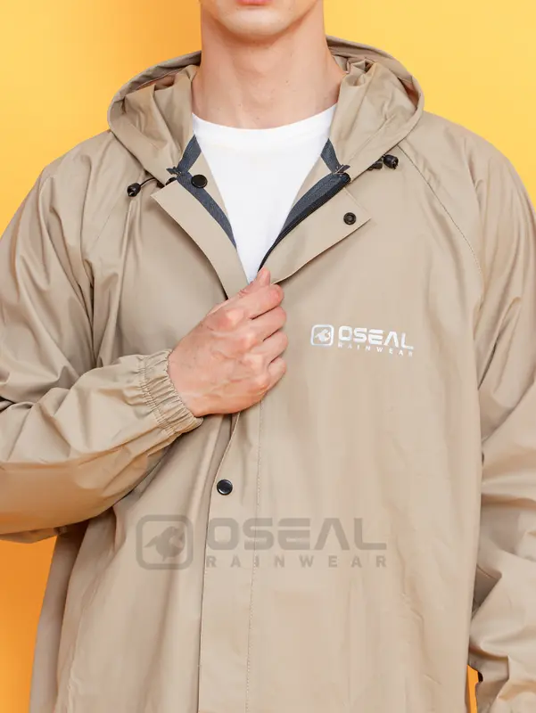 Jas Hujan OSEAL Full Seal Raincoat Mantel Pria Wanita Dewasa Aura Series Cream 6