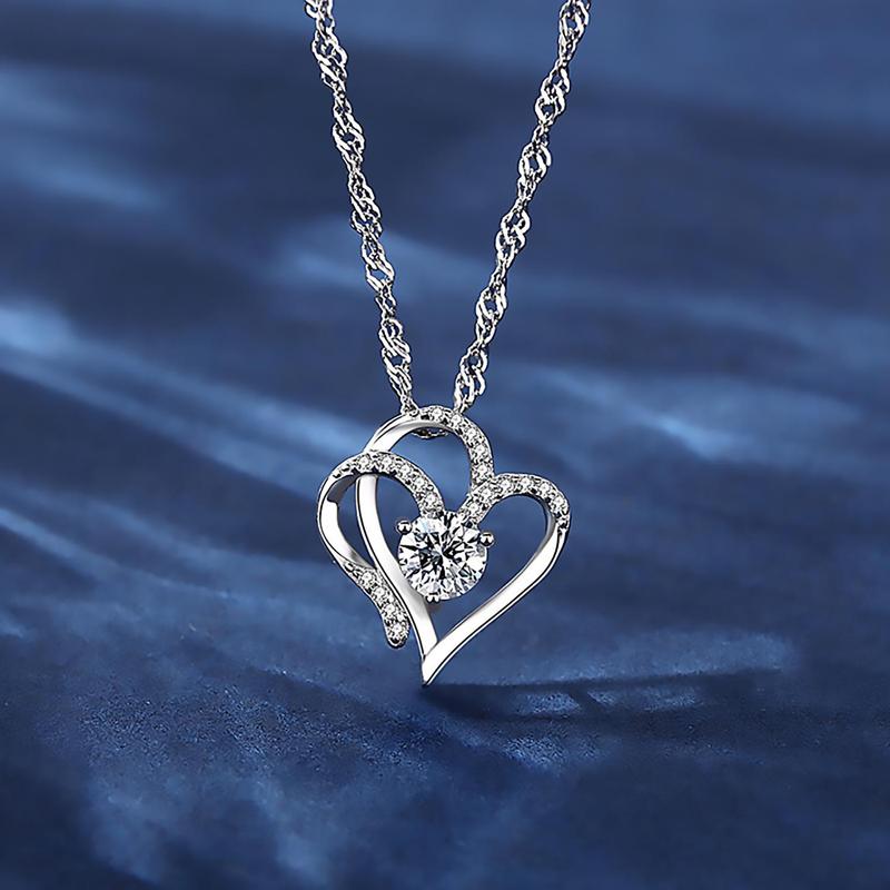 Gift Box with Necklace & Rose Flower, 1 Set Rhinestone Decor Heart Shaped Pendant Necklace Gift Box, Gift Sets, Birthday Anniversary Wedding Gift for Women, Gift for Girls, Valentine's Day Gift Idea 4