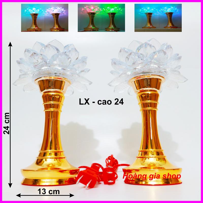 Hàng loại 1 Bộ 2 đèn thờ đổi 7 màu - cao 24cm 1 cặp 2 cái Đèn led bàn thờ đồ thờ cúng thờ phật thờ đèn bàn