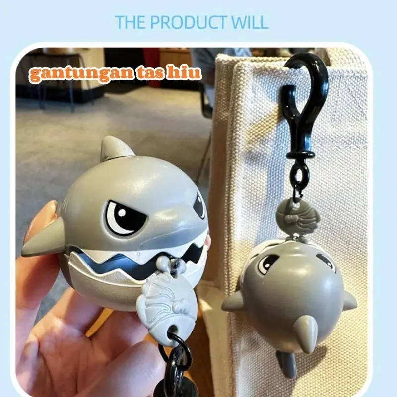 [COD] Hadiah Ramadhan Cute Gantungan Kunci Hiu Gantungan Kunci Lucu Aksesoris Tas Sekolah Hiu Kecil Dengan Tali Tarik Hadiah Untuk Teman Bag Hangers Keychain Merah 2