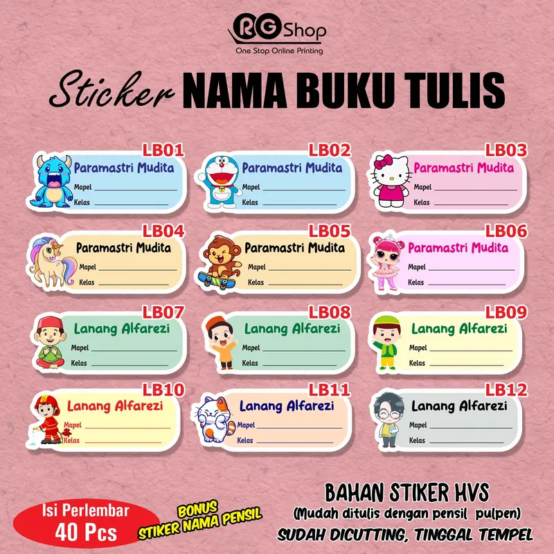STIKER NAMA BUKU TULIS / MATA PELAJARAN / STIKER BUKU PELAJARAN 0