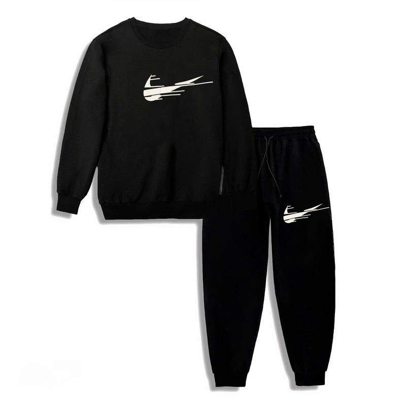 Bộ nỉ nam kết hợp quần jogger và áo phối sọc dài tay vải nỉ lông cao cấp