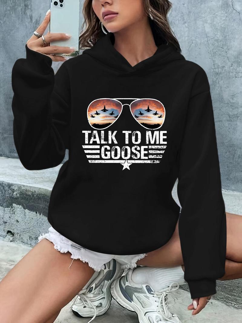Product Introduction of Women's Sky Landscape & Letter Print Drop Shoulder Thermal Lined Hoodie, Fashion Casual Sweatshirt for Daily Holiday Outdoor Wear, Ladies Clothes for All Seasons 5