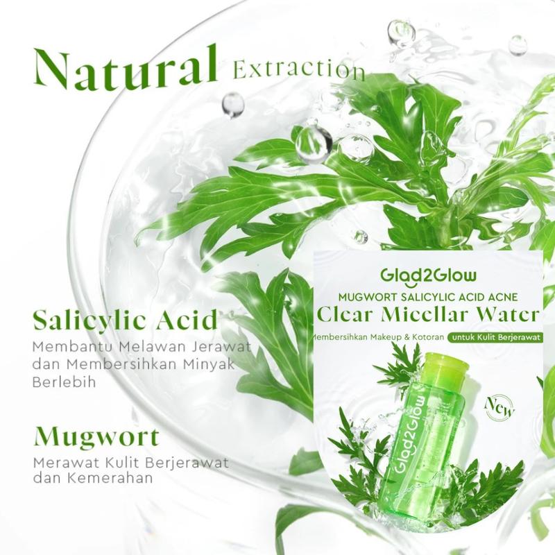 GLAD2GLOW Micellar Water Series | Makeup Remover | Pembersih Wajah | Cherry Blossom | Yuja Vit C | Mugwort Acne | Tremella Panthenol 6