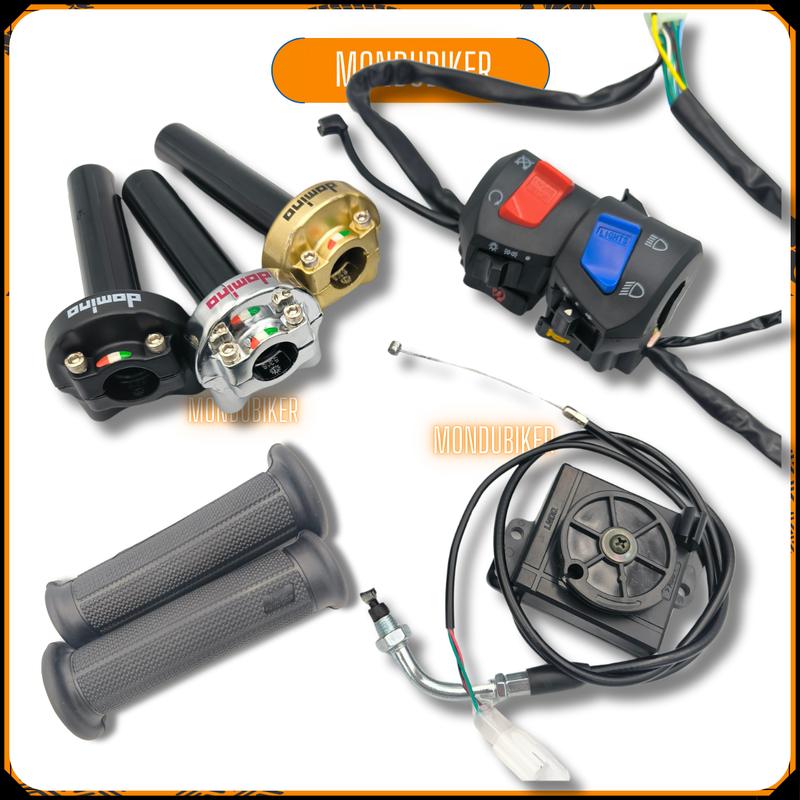 Combo cùm tăng tốc DOMINO và cùm công tắc FZ và bộ chuyển ga xe điện gắn thông dụng các dòng xe khác nhau, hàng chuẩn dễ lắp đặt Phụ Kiện Cao Su Phụ Tùng