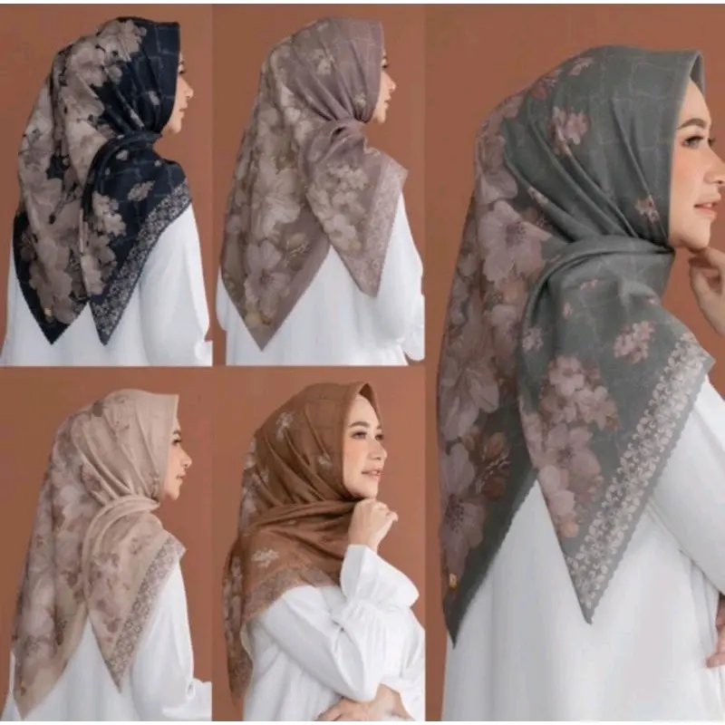 Hijab Segi Empat Voal HL Series Mewah Muslim Square Kerudung Printing