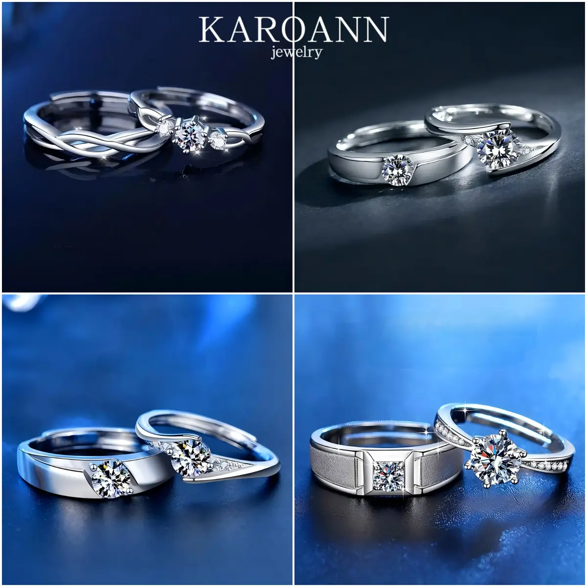 Couple ring, diamond ring, fashion trend versatile, give girlfriend the most beautiful gift, Eternity Rings Forever Love，the opening can be adjusted starry  jewellery engagement fake  engagement  ring engagement  rings couple  ring darry  ring