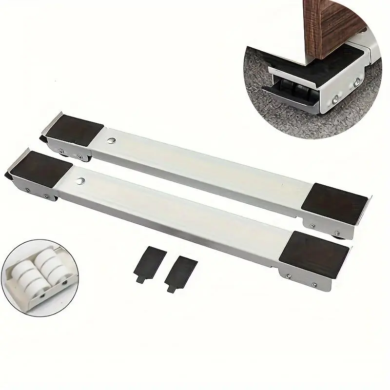 1 Pair Refrigerator Raised Base Mobile Roller Bracket Wheel Bathroom Kitchen Accessories Home Essentials Practical hine Bracket, Stable Support, Make Washing Easier