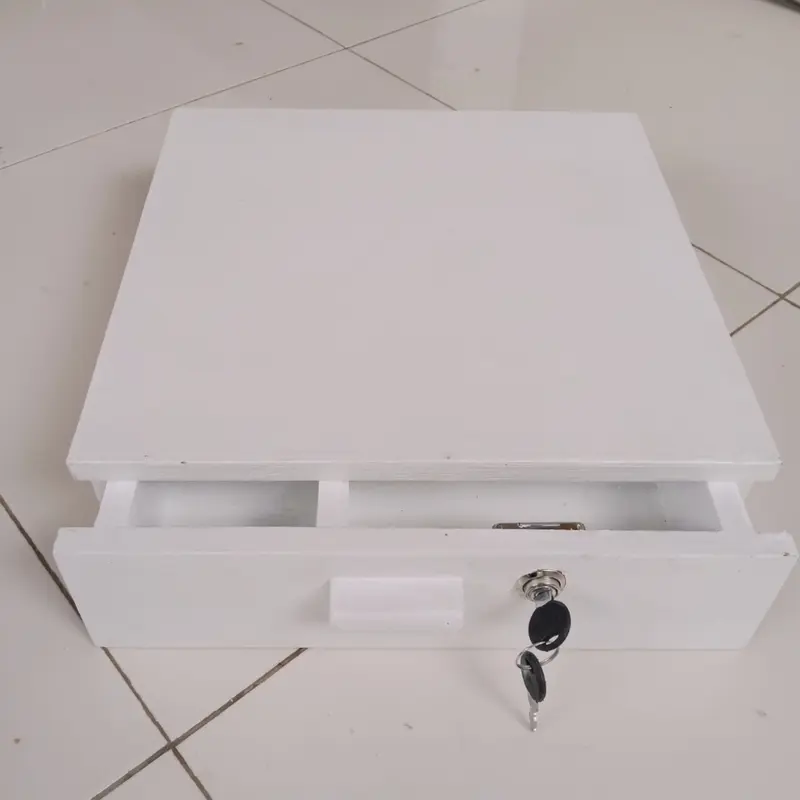 Laci uang kasir Tempat Kasir Uang  Cash Drawer 33x33x11 Set 5   Kayu Jati Plus Kunci Garansi 1 Tahun   Penyimpanan Putih 3