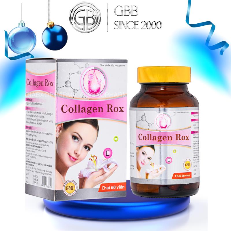 Viên uống Collagen Rox hỗ trợ cái thiện da tối màu bổ sung Collagen hỗ trợ giảm sạm nám- hộp 60 viên