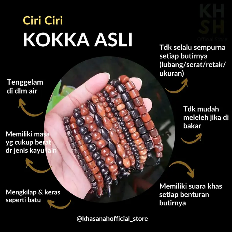 Tasbih Kokka Kaukah Asli | Tasbih Kaukah 99 butir kualitas premium | Free gelang dan minyak wangi Muslim 5