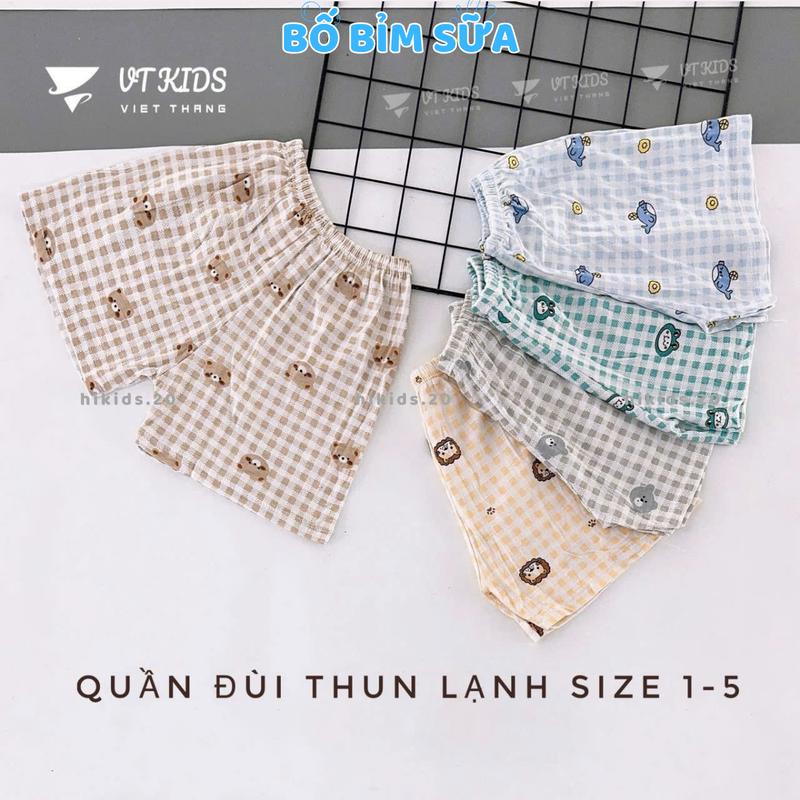 Combo 5/10 Quần Đùi Chục Thun Lạnh Màu Sơ Sinh Cho Bé Gái Bé Trai 4-15kg Vải Mềm Mát Phối Họa Tiết QL08 Hi Kids