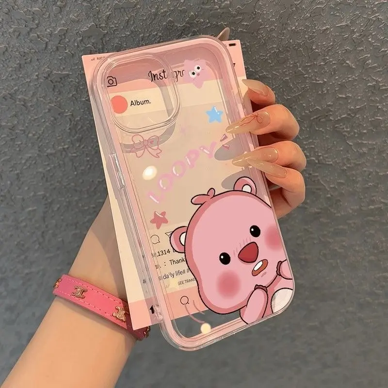 Pink Loopy Fancy Soft Bintang Casing Untuk iPhone 15 14 13 12 11 16 7 8 X XS XR Pro Plus Max Casing TPU Shockproof Casing