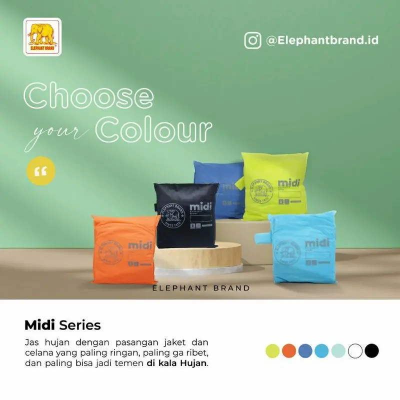 Jas Hujan Setelan Dewasa Ponco + Celana Midi / Elephant Brand 3
