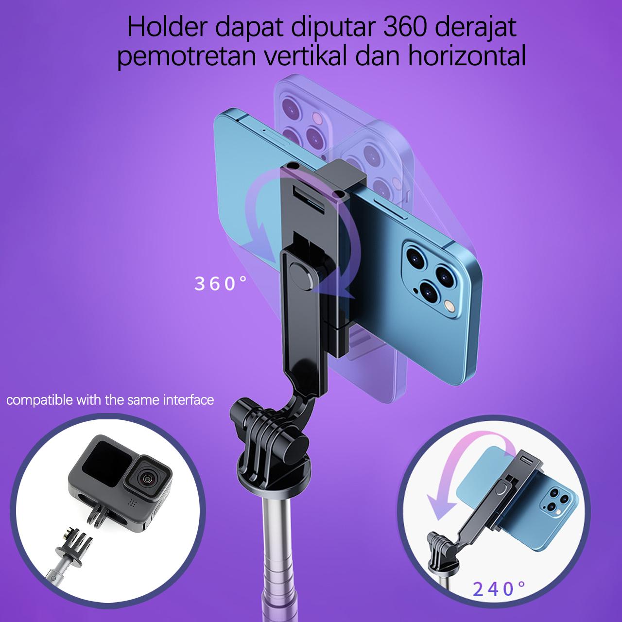 Bluetooth Selfie Stick Tripod Dengan Remote Control Panjang Ponsel Tripod Nirkabel Bluetooth Selfie Stick Handheld Tongsis 170cm