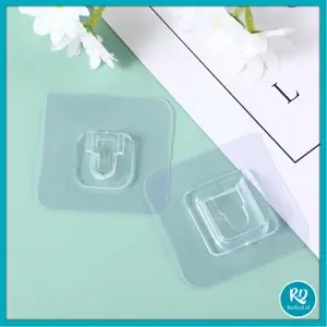 RD Gantungan Hook Magic 1 Set Magic Hook Socket Gantungan Tempel Socket 1 Pasang Transparan Gantungan Plus Minus Serbaguna Double Tape Dinding