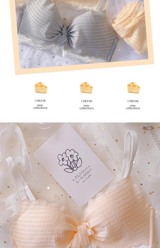 Product Introduction of Fairy Floating Small Chest Push up Breast Holding Anti-Sag Bra Wireless Student Girl Lace Underwear Set 15