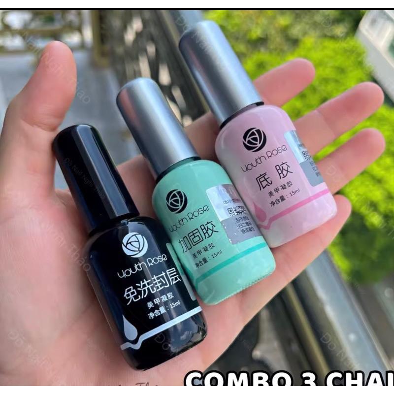  Combo bộ 3 base top cứng mong hoa Hồng  hàng chuẩn  bền  đẹp  Làm Nail 