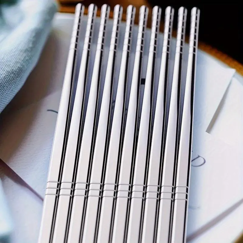 Stainless Steel Chopsticks, 5 Pairs Reusable Metal Chopsticks, Lightweight Easy To Use Metal Chop Stick Utensils for Home Kitchen 4
