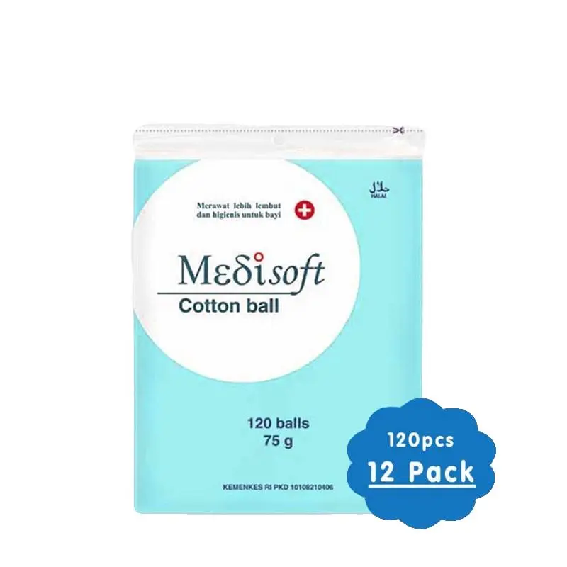 Medisoft Kapas Bola Kapas Bayi Kapas Bulat Cotton Ball 120 Balls 0