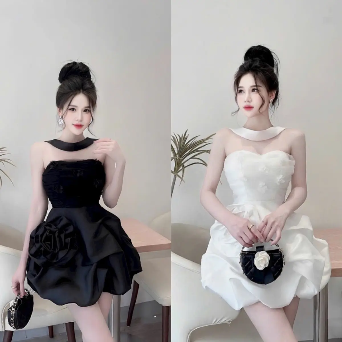 ️️ Váy thiết kế cúp ngực tapta phối lưới đính hoa, tùng bí xếp hoa tỉ mỉ đi tiệc, đi chơi siêu xinh Dáng Ngắn đen khoác nâu nền tảng ống trơn- màu xám đính đá nơ set  áo set  áo váy  tiệc váy  trễ set  áo set  áo váy  len áo  trễ set  đầm
