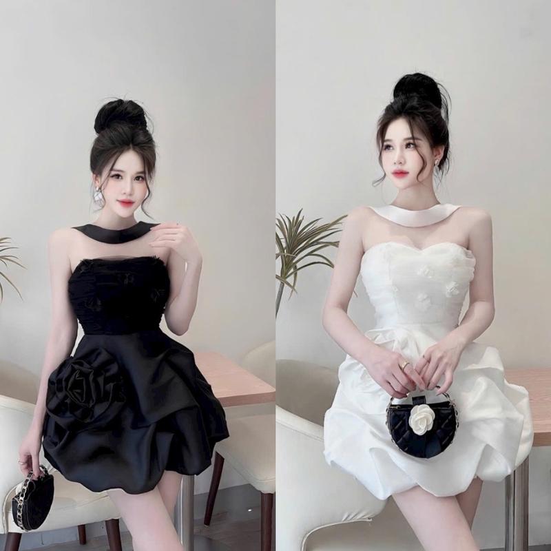 Đầm Cúp Ngực Tùng Xếp Ly Đính Kết Hoa Yuna Dress