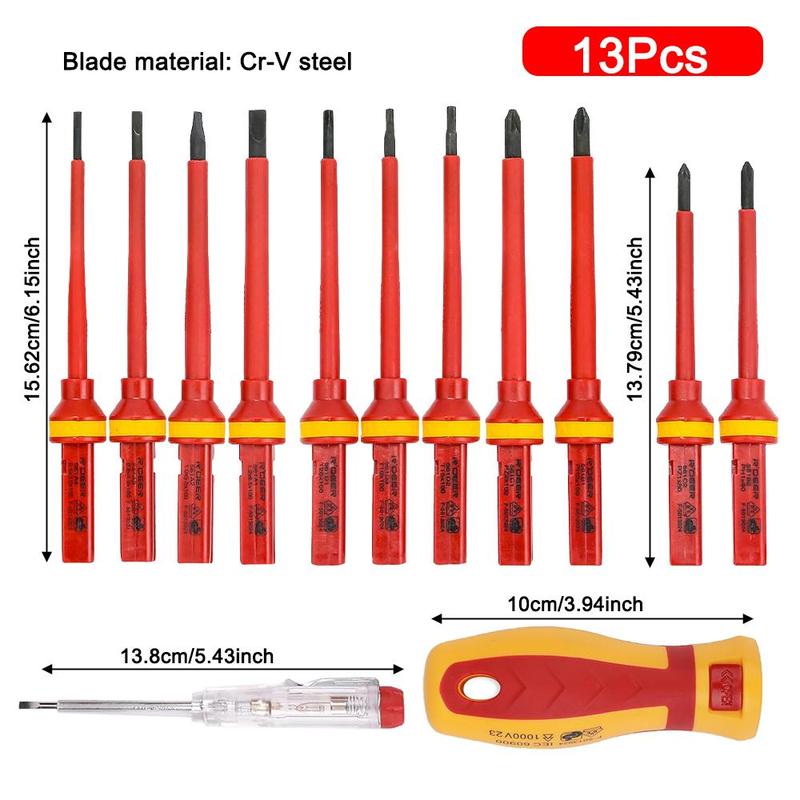 Product Introduction of Insulated Screwdriver Set, 1 Set Electrician Repair Tools Kit, Changeable Insulated Screwdrivers Set with Magnetic Slotted Bits, Professional Hand Tool, Hardware, Heavy Duty 1