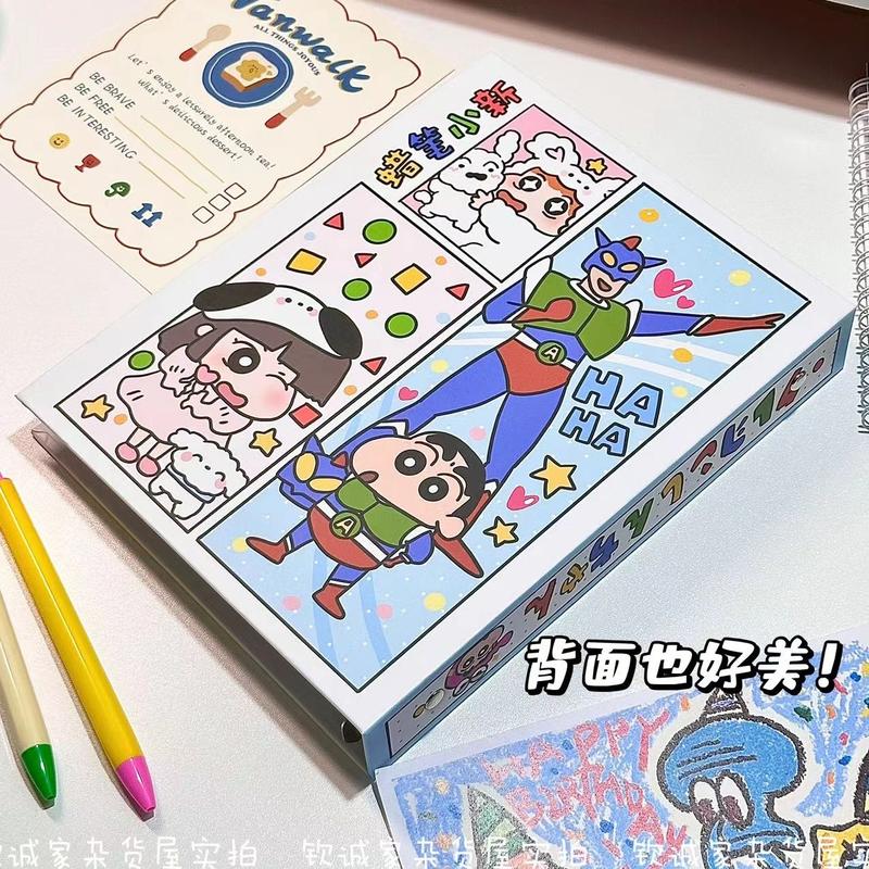 Sách Thẻ Bìa Cứng Binder, A5 Kích Thước, Bút Chì Màu Shin-chan Phong Cách Ins Độc Đáo Cùng Phong Cách Xiaohongshu, Giá Trị Cao, Thiết Yếu Cho Học Sinh 1