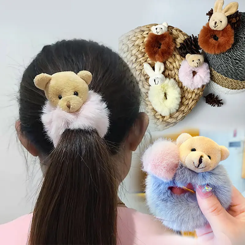 Yarra Ikat Rambut Karet Scrunchies Korea Anak Perempuan Dewasa Kunciran Motif Beruang Biru Coklat Kuning Pink Bulu Halus Aksesoris Kuncir Rambut Wanita Lucu Elastis  Ak136 0