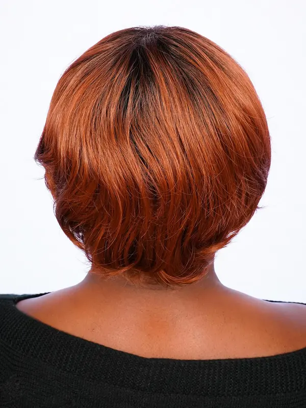 Short Curly Wigs for Women, Gorgeous Fluffy Wigs with Side-Swept Bangs, Synthetic Full Machine Wigs for Party, Daily Use 3