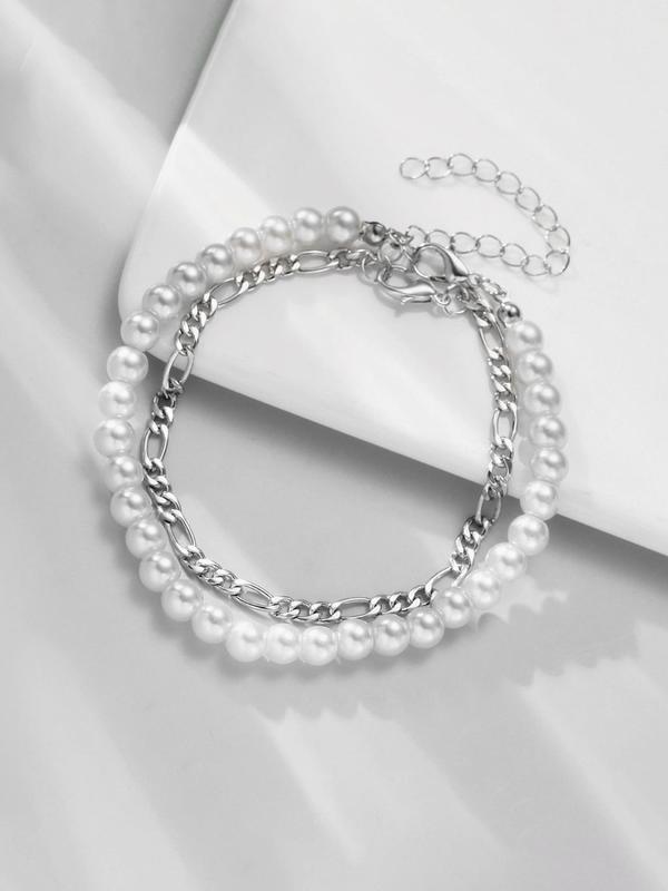 Faux Pearl Decorated Bracelet, Fashionable Jewelry for Women & Men, Trendy All-match & Exquisite Jewelry for Birthday Gift 5