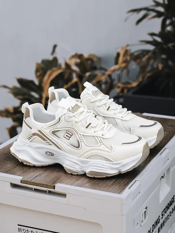 Men's Letter Print Lace Up Low Top Sneakers, Casual Lightweight Breathable Comfortable Sports Running Shoes, Perfect for Students and Outdoor Sports, Closed 3