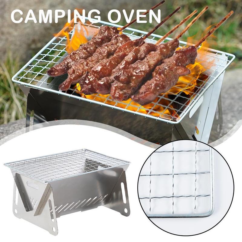 Product Introduction of 1pcs Camping Mini Folding BBQ Grill Charcoal Stove Ventilation Outdoor Oven Portable 48