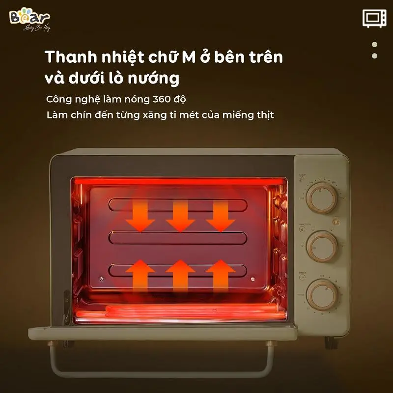 [Tặng Găng Tay Chống Bỏng] Lò Nướng BEAR, Lò Nướng Điện, Lò Nướng Đa Năng, Lò Nướng Thịt Bánh Mì Chống Dính An Toàn 18L DKX-C20R5 4