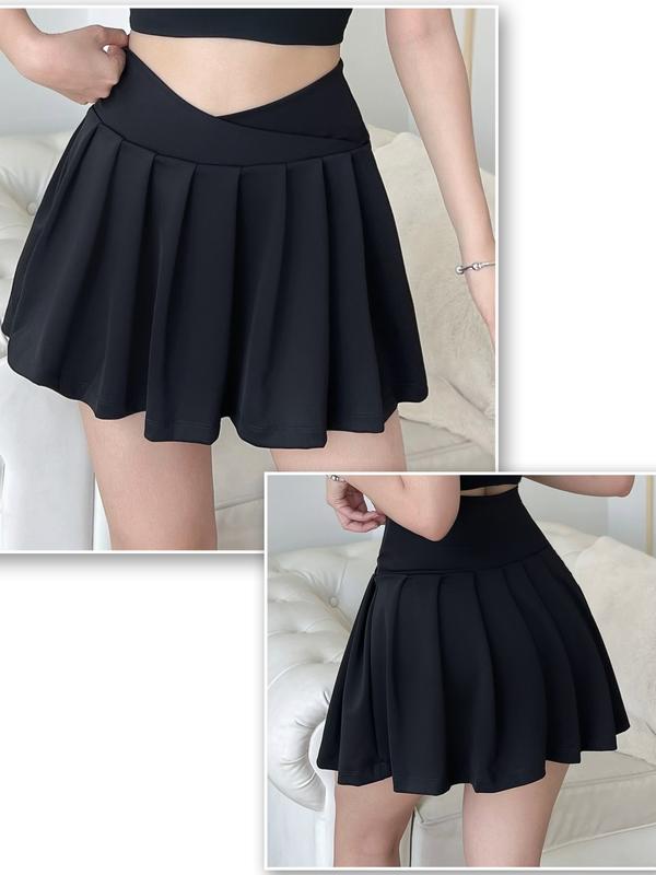 Chân Váy Thun Thể Thao Nữ 2 Lớp Xếp Ly, Cạp Chéo Tập Cầu Lông, Tennis, Aerobic Sport