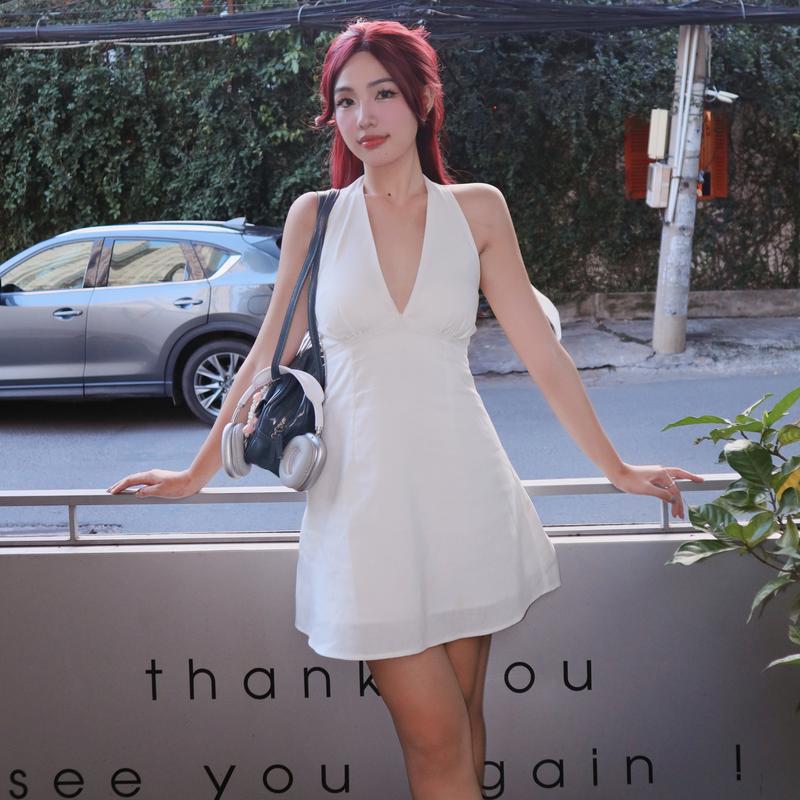 Đầm hoa nhí cổ yếm nữ linen mùa hè - Lana Dress