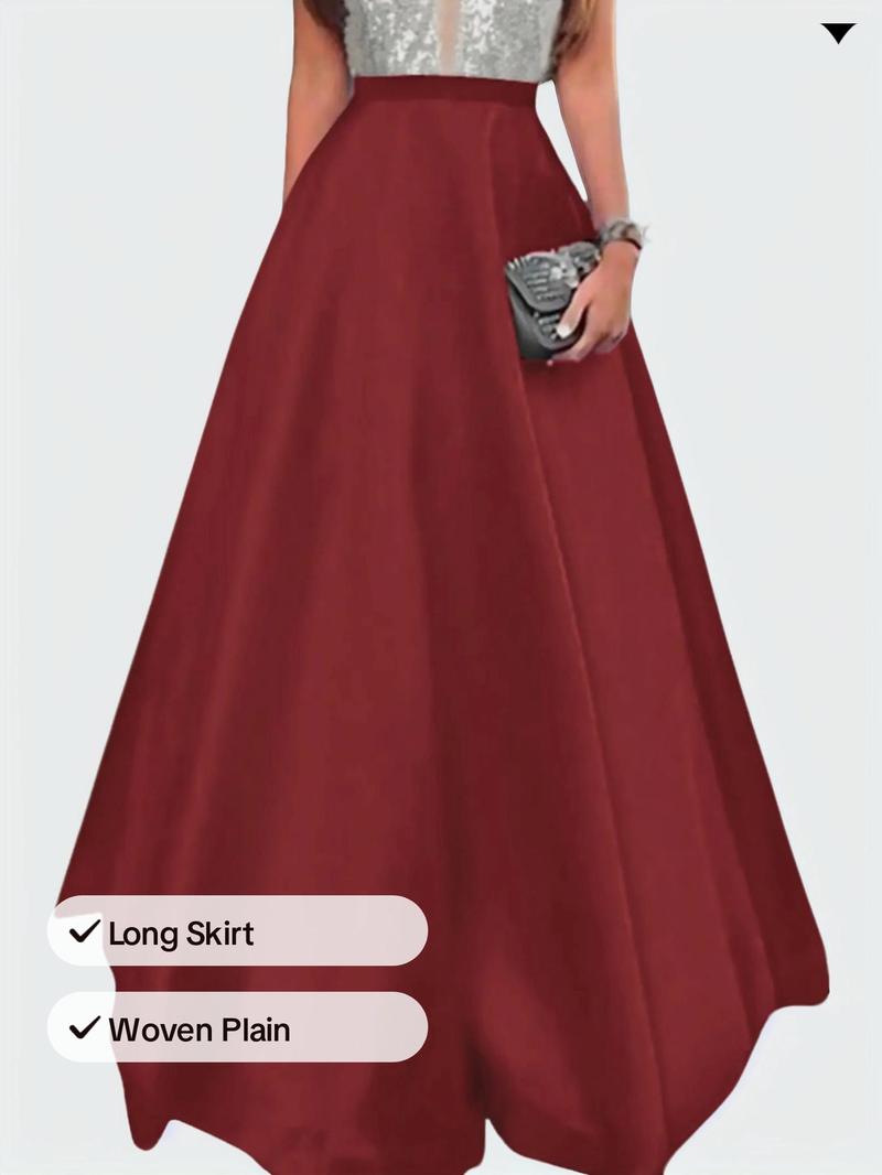Product Introduction of Women's Solid Color High Waist Skirt, Elegant Fashion Long Skirt for Party Club Dating Wear, Ladies Bottoms for All Seasons 1