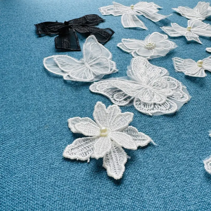 Sticker, miếng vá sửa chữa, miếng vá trang trí khâu, may lên quần áo rách, trang trí khăn, túi, ..(Bướm,hoa,nơ ren) 4