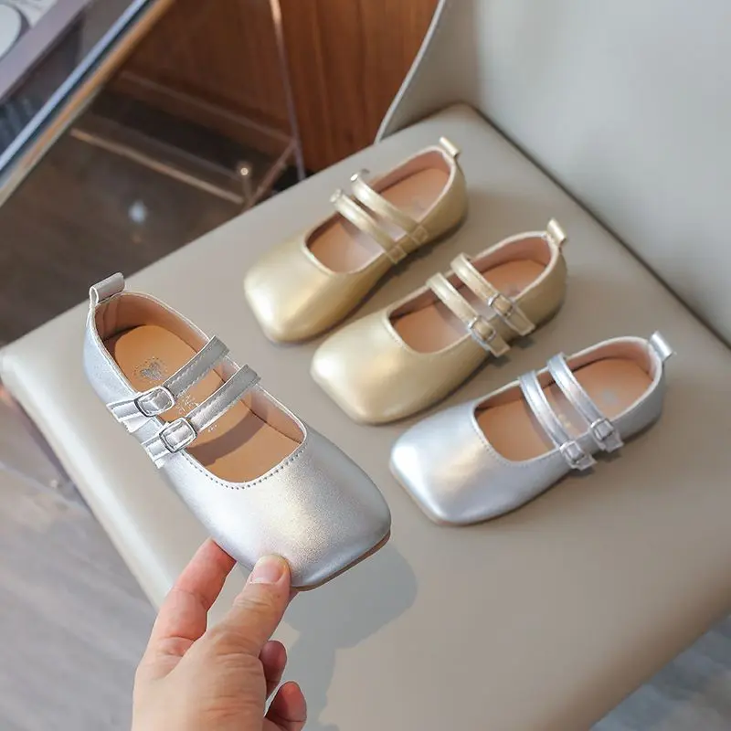 [Soft Sole Comfort] Girls' Shallow Mouth Loafers Spring Summer Style Little Girls' College Style Fashionable Soft Sole Fashion Solid Color Leather Shoes Girls' Single Shoes