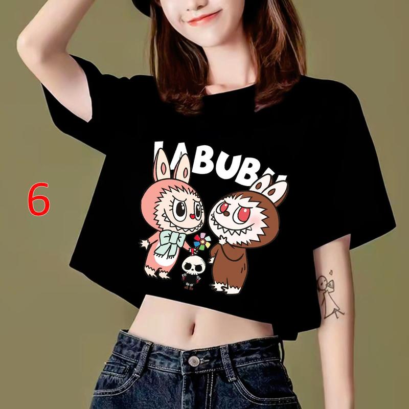 áo LABUBU áo hottrend, áo croptop rộng tay dài, croptop rộng, croptop sát nát, áo tập nữ, áo croptop vải mát mềm mịn hình in đẹp Women Cổ Tròn 6